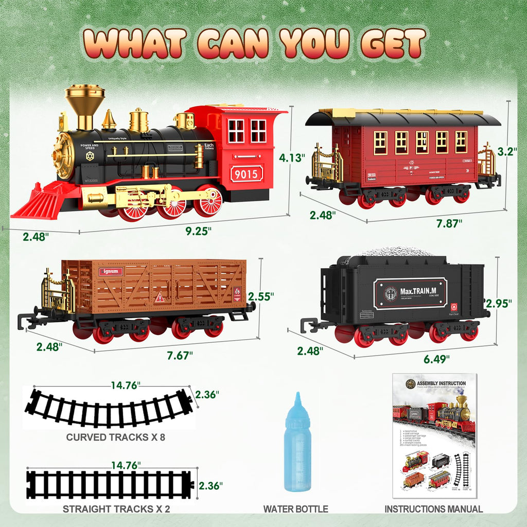 Hot Bee Train Set, Train Toys with Smoke, Lights, Sound and Train Tracks