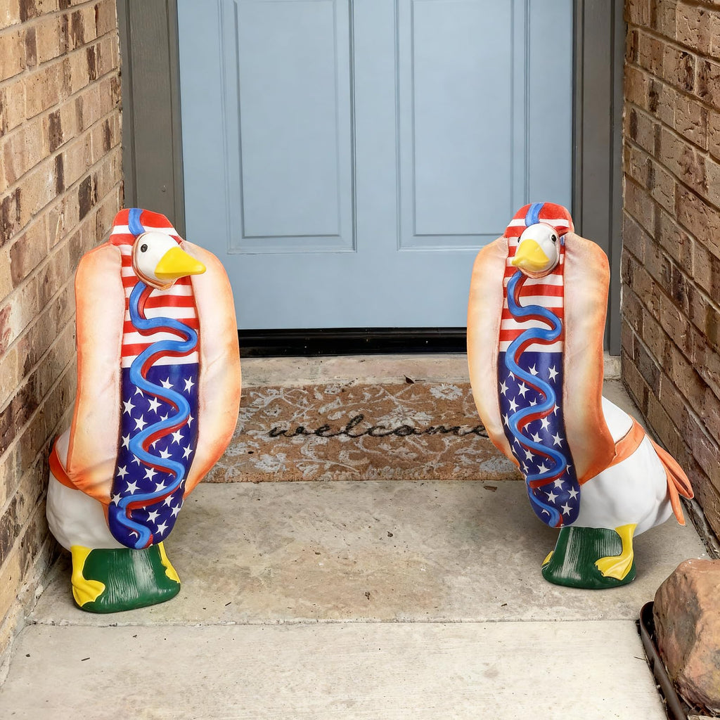 Tudomro 4th of July Porch Goose Outfit for 23" H 250th Anniversary Hot Dog Patriotic Goose Clothes American Flag Fits Independence Day Large Cement Statue Outdoor Patio Garden Yard Lawn Costume Decor