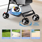 Pet Stroller 4 Wheels Dog Cat Stroller for Small Medium Dog Cats Carrier Jogger Travel Foldable Puppy with Detachable Carrier