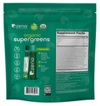 Zena Nutrition Organic Super Greens Powder, 70+ Superfoods, 0 Sugar, 3g Fiber, Spirulina, Chlorella, Mushrooms, Prebiotics/Probiotics, Digestive Enzymes, Gut Health, Green Apple, 30 Drink Mix Packets