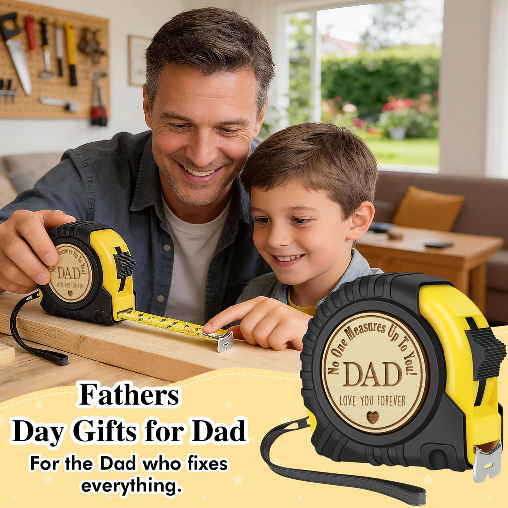 Fathers Day Birthday Gift for Dad, Dad Gifts from Son Daughter, Gift for Best New Daddy Father in Law Presents Useful Stuff, Tool Woodworker Carpenter Gift, Engraved Tape Measure 25 FT