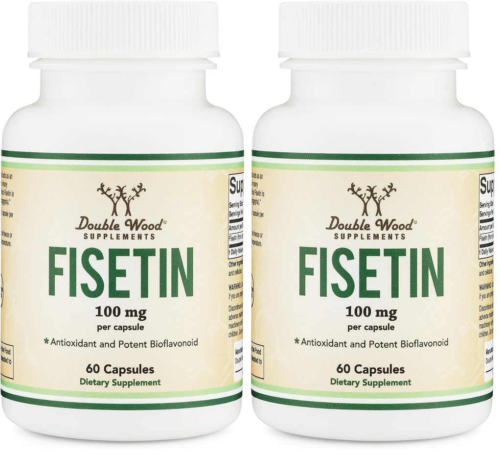 Fisetin Supplement - 100mg of Bioactive Flavnonols, 60 Count (Bioflavonoid Polyphenols Supplement Similar to Apigenin, Luteolin, and Quercetin) Aging Support Senolytic by Double Wood (Pack of 2)