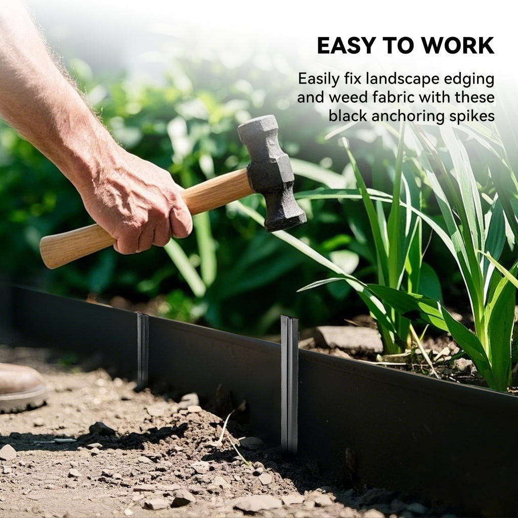 WORTH 26Pcs 8 in. Metal Landscape Edging Stakes, Silver Steel Garden Spikes