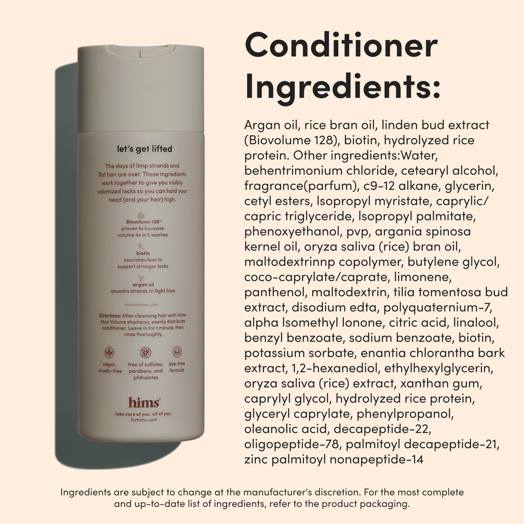 Hims Max Volume Shampoo & Conditioner Pack - Volumising Shampoo and Conditioner for Men - Citrus Spice - Men's Natural Shampoo & Conditioner - 2 x 6.4 fl oz Bottles