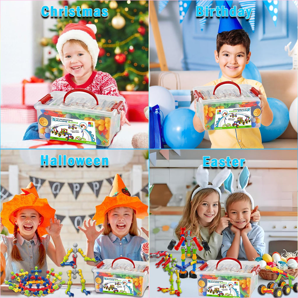 Huaker Stem Building Toys for 3 4 5 6 7 8 Year Old Boys Girls Kids,125 Pieces Building Blocks Educational Learning Toys with Large Storage Box,Ideal Christmas Birthday Gifts