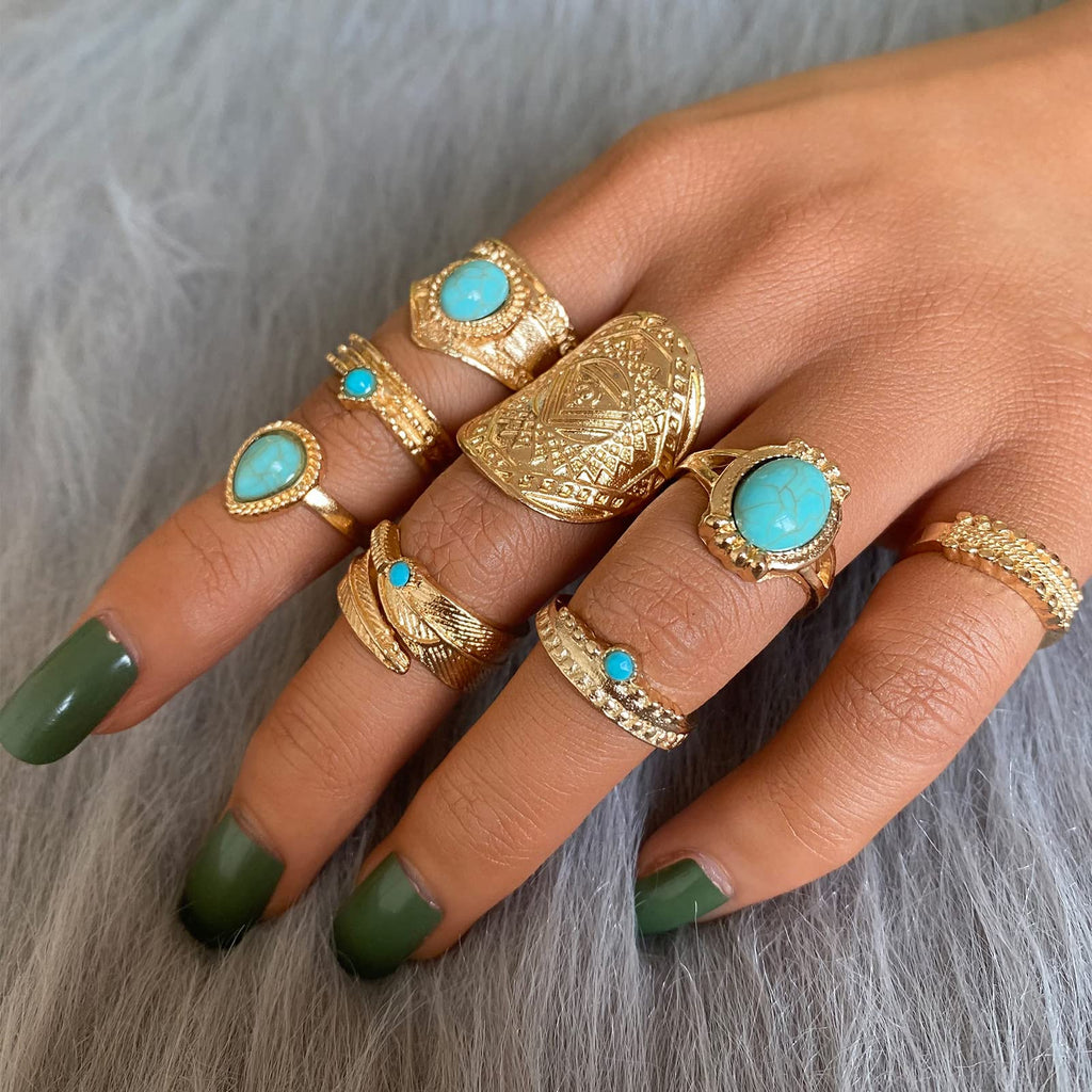 82 Pcs Vintage Gold Knuckle Rings Set for Women, Bohemian Stackable Rings