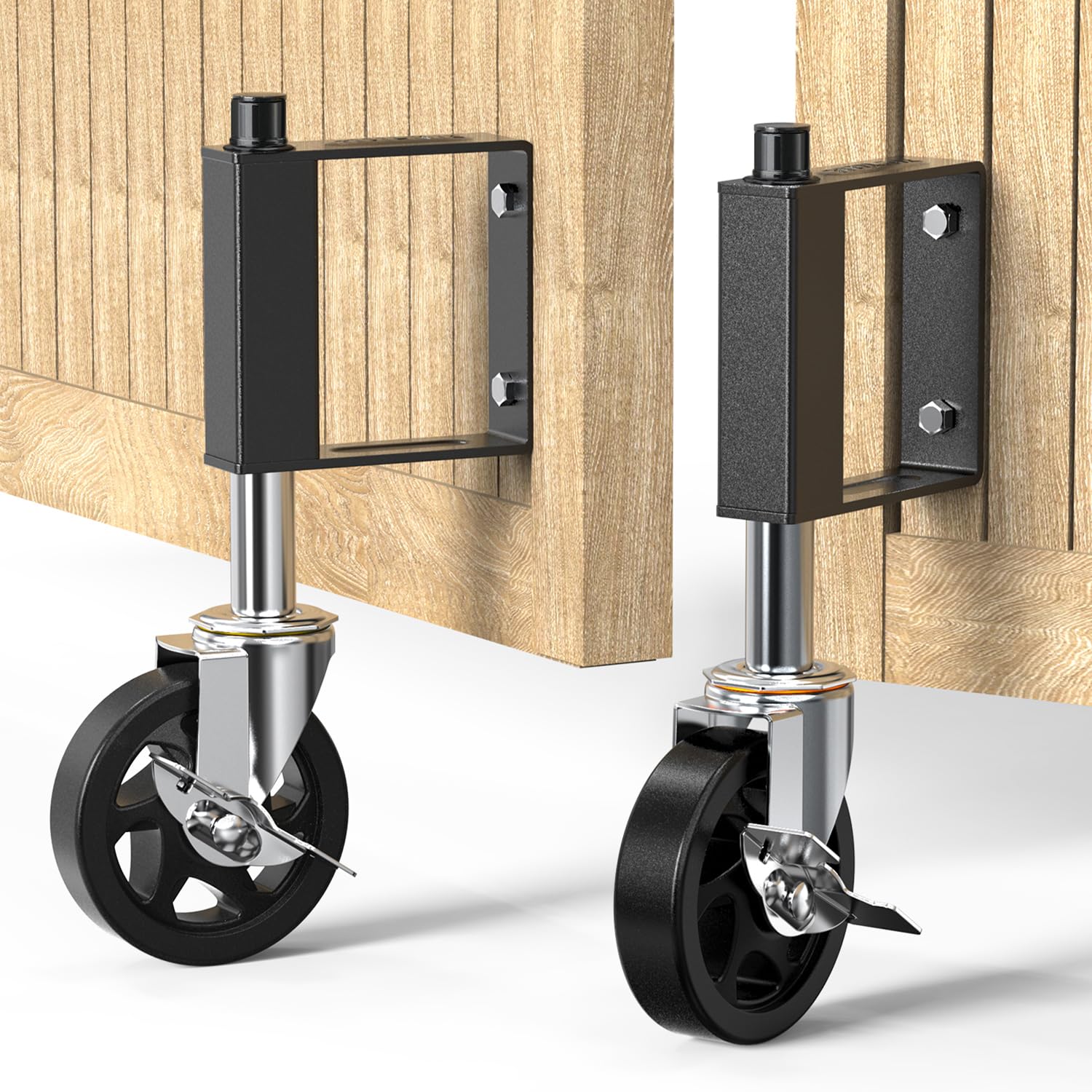 Heavy Duty Gate Wheels for Fences, Yards, Farms, Gate Casters with Spring Loaded, 360 Degree Swivel Max Load Capacity 220lbs