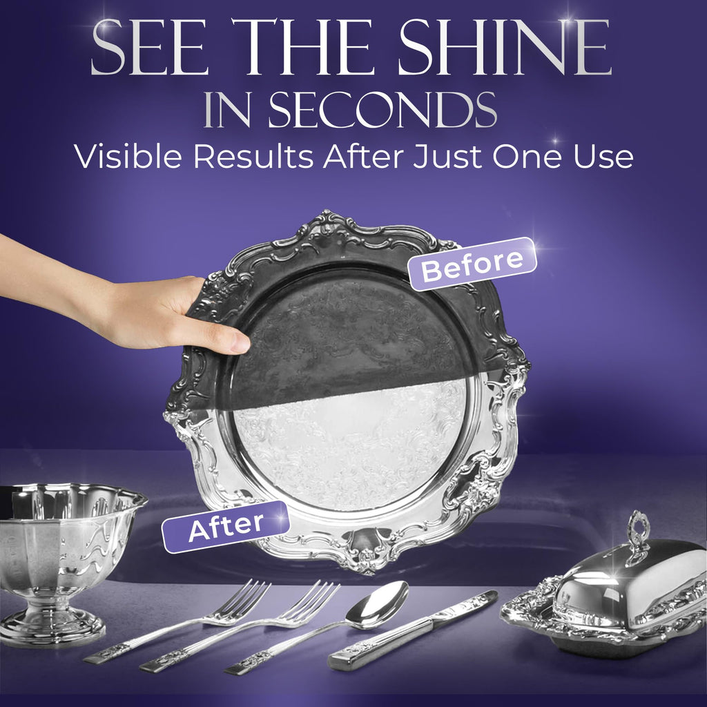 Blitz Silver Shine Polish Liquid Silver Polish for Sterling and Silverplate Jewelry, Dishes, Flatware, Fixtures, & Decor Non-Toxic, Non-Abrasive, & Planet Friendly Made in The USA 8oz Pack of 2