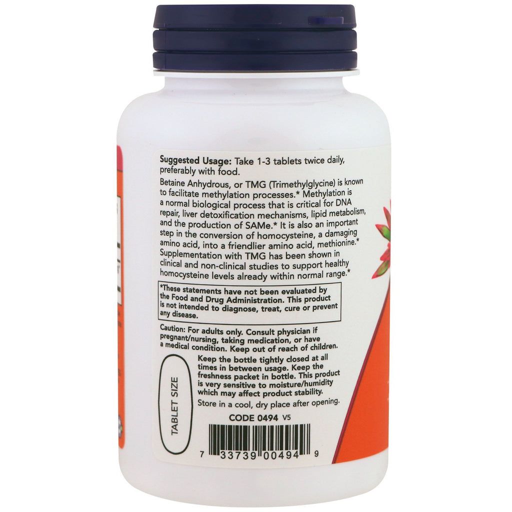 NOW TMG 1000mg, 100 Count (Pack of 2)
