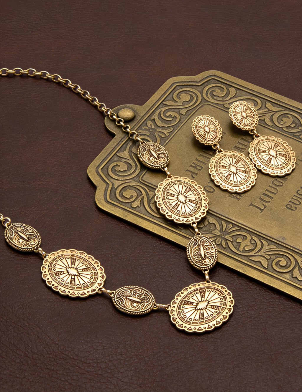 TOPACC Western Jewelry Set for Women Metal Vintage Western Necklace with Earrings Cowgirl Jewelry‌ for Country Concert Outfit