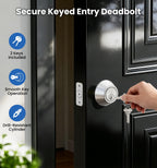 Veise Single Cylinder Deadbolt Lock, Easy Installation Keyed One Side with Thumb Turn Inside, Security Door Lock for Front Entry & Garage Door, Heavy Duty, Brushed Nickel