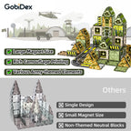 GobiDex Magnetic Tiles Army Toys, STEM Military Magnetic Building Blocks for Toddler Kids Ages 3-5 4-8, Magnet Construction Toys Birthday Gifts for 3+ Year Old Boys & Girls Army Men Playset