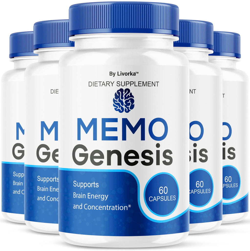 (5 Pack) Memo Genesis Capsules - Original MemoGenesis Brain Health Daily Support Pills Natural Advanced Formula Cognitive Health & Function to Help Maintain Clarity Focus, 300 Capsules for 5 Months