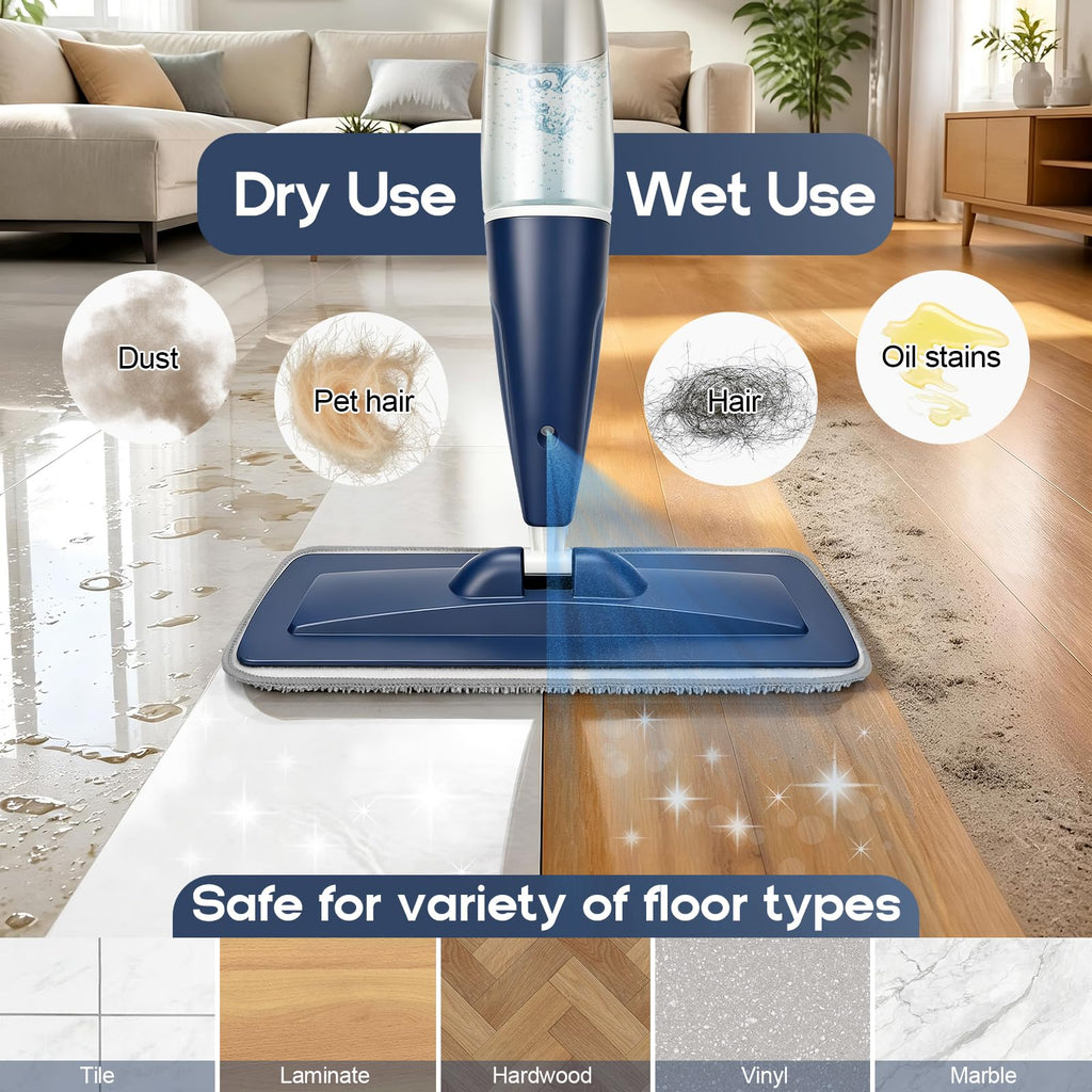 Microfiber Spray Mop for Hardwood Floors Cleaning with 3 Washable Pads