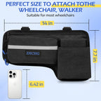 ZHCHG Upgraded Wheelchair Side Bag with Cup Holder, Wheelchair Armrest Pouch for Walker, Wheelchair Accessories Storage Bag