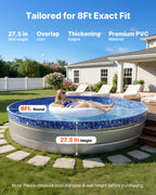 VEVOR 8ft Stock Tank Round Pool Liner, Overlap Above Ground Swimming Pool Liners for 27.5 in Wall Height, Extra Thick Heavy Gauge Vinyl, with Leak-Proof Patches, Designed for Steel Sided Above-Ground