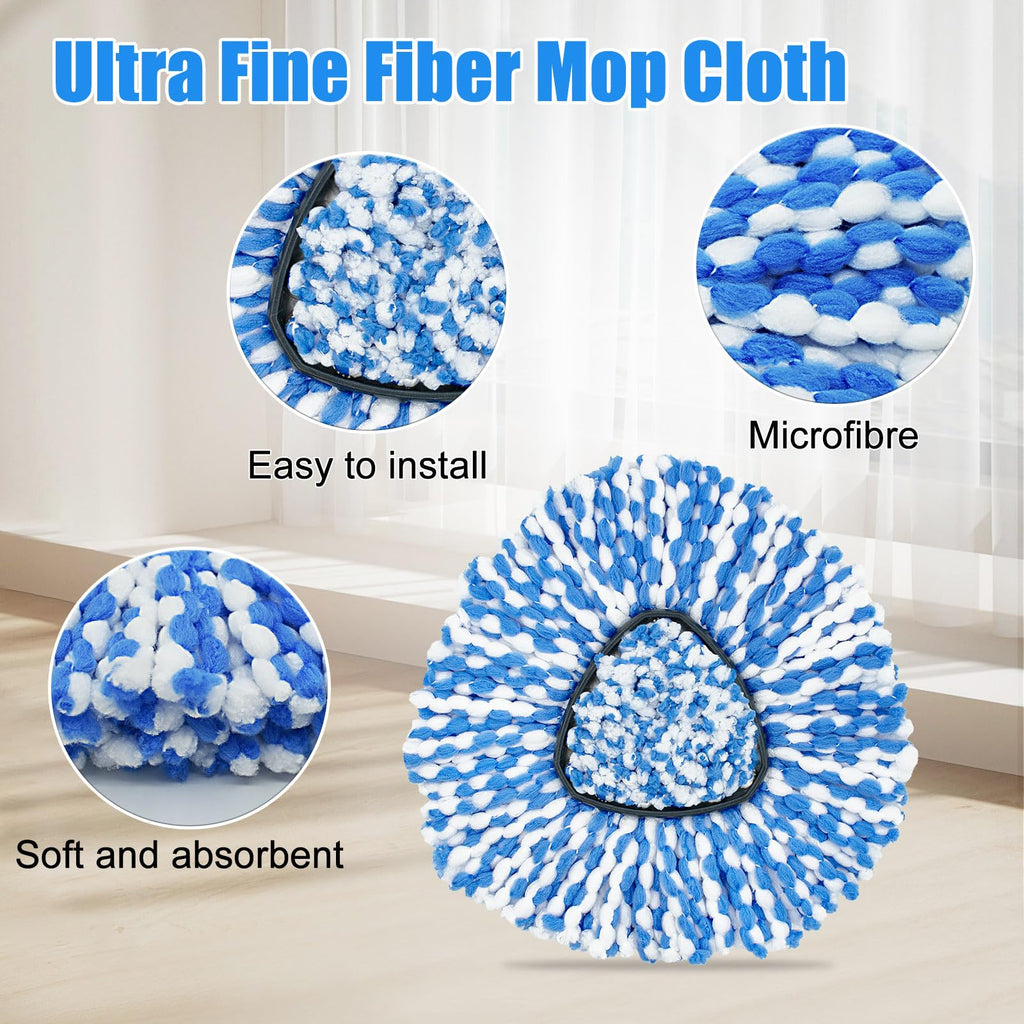 Hezane 4Pack Mop Replacement Head for O Cedar RinseClean 2 Tank System, Mop Replacement Base and Upgrade Scrub Brush for O-Cedar,Spin Microfiber Mop Refills for Cleaning All Floors