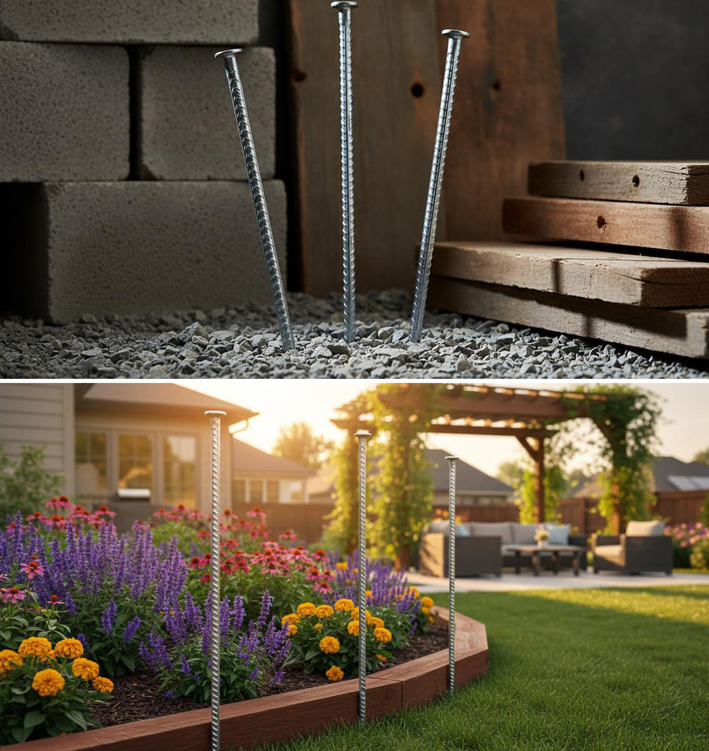 16" Rebar Stakes 6 Pack, 1/2" Diameter Heavy Duty Galvanized Ground Anchors