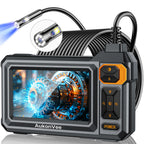 Borescope Dual Lens Endoscope Camera with Light, 4.3" IPS 1920P HD Inspection Camera, 7.9mm IP67 Waterproof with 8+1 Adjustable LEDs, 16.5FT Semi-Rigid Snake Cable for Mechanic, Cool Gadgets for Men