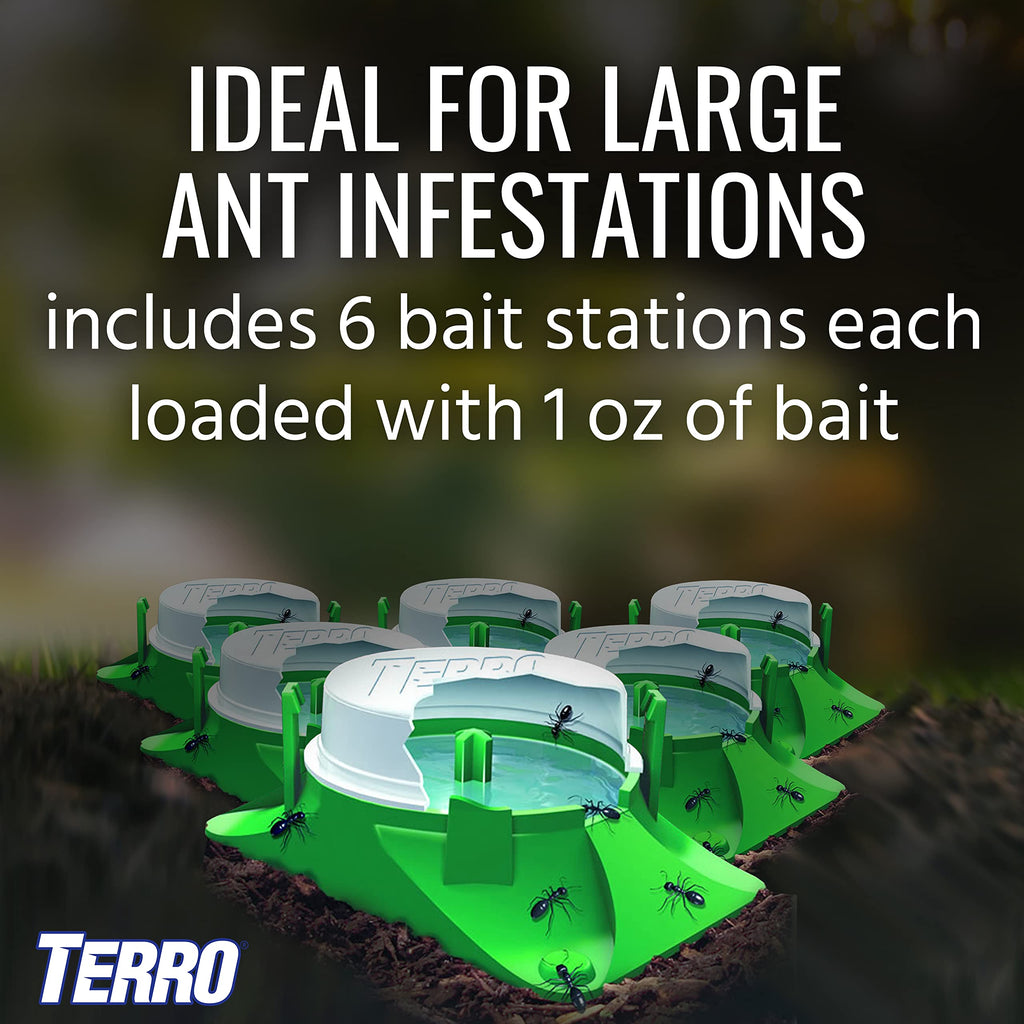 TERRO T1804SR Outdoor Ready-to-Use Liquid Ant Bait Killer and Trap - Kills Common Household Ants - 8 Bait Stations