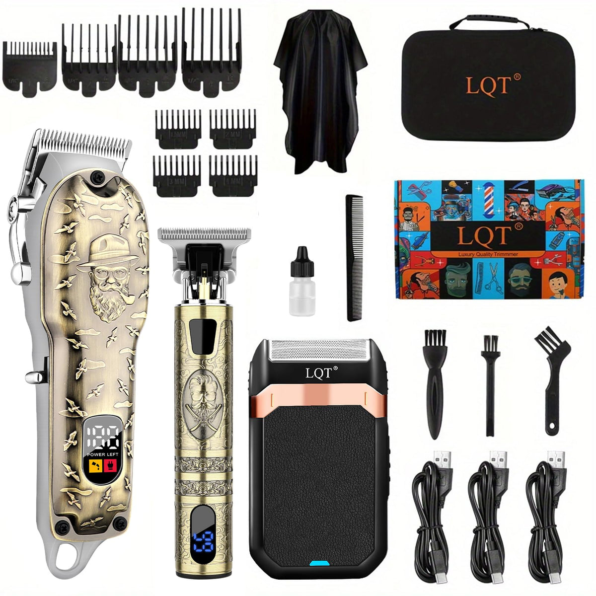 Hair Clippers Set for Men, Hair Clipper Trimmer with LED Display, Professional Cordless Hair Clipper Shaver Beard Trimmer, Hair Cutting Machine for Men, Holiday Gift for Him Father's Day Gift