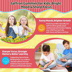Liposomal Saffron Gummies for Kids 4+, Saffron Supplements w/Holy Basil, Rosemary, Magnesium Glycinate, Omega-3 & More, Brain Focus Support Supplement, Vegan, Organic, Sugar Free, 60 Chewables
