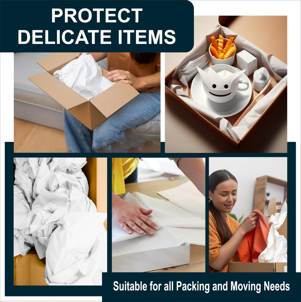 13 * 12 inch 100 Small Sheets White Packing Paper Sheets for Moving Supplies, Protecting Fragile China and Glasses,Small Wrapping Paper for Shipping and Moving Box Filler.
