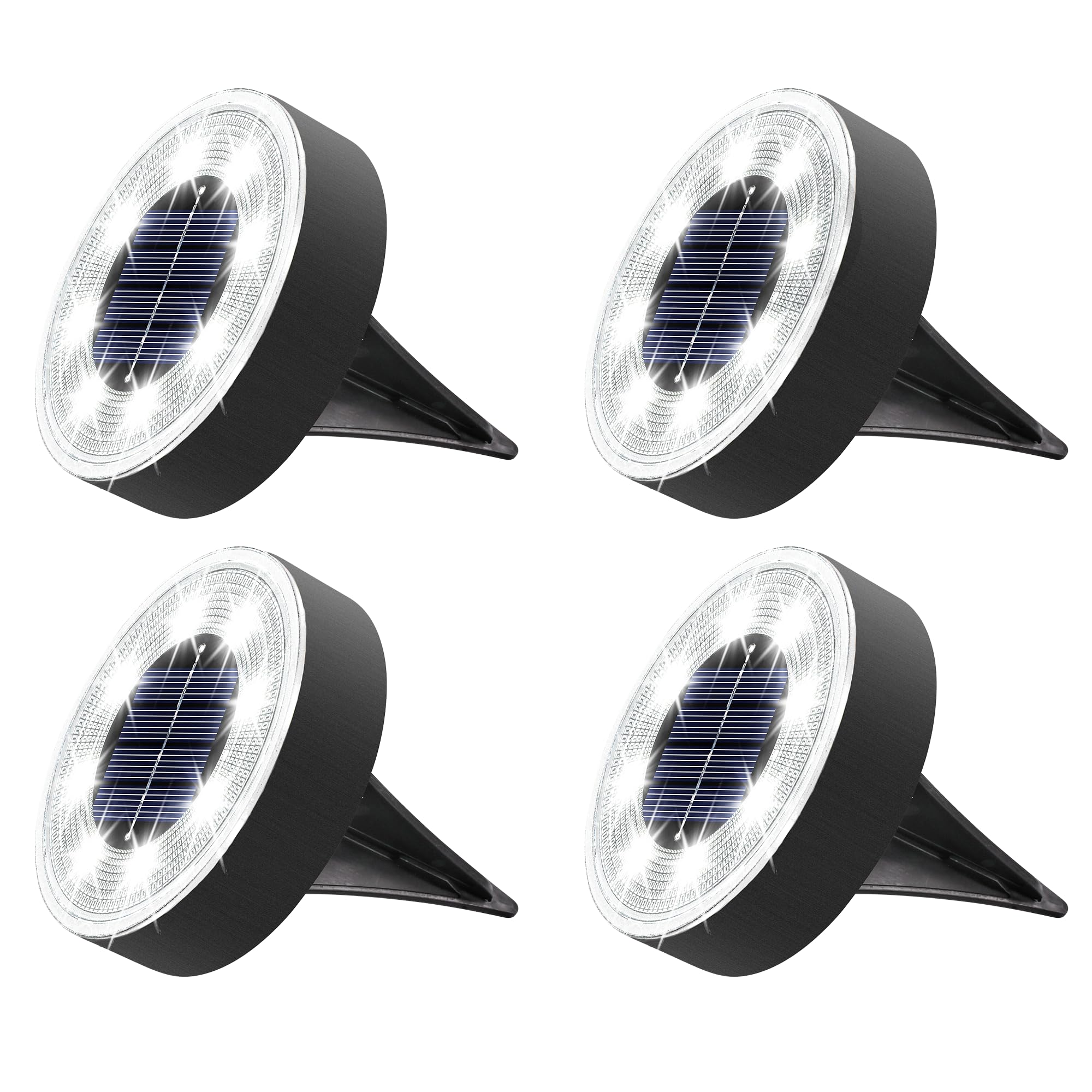 Joomer Solar Ground Lights, 4 Pack 8 LED Solar Lights Outdoor Waterproof IP68 Disc Light Landscape Lighting Garden Light for Patio Pathway Lawn Yard Driveway Walkway(White)