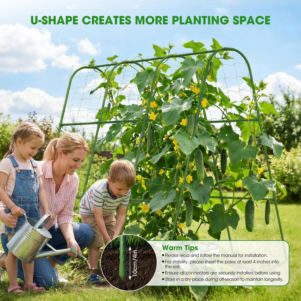 SHCCPPJ U-Shape Cucumber Trellis for Raised Bed 51.5''Lx50.5''Wx44''H