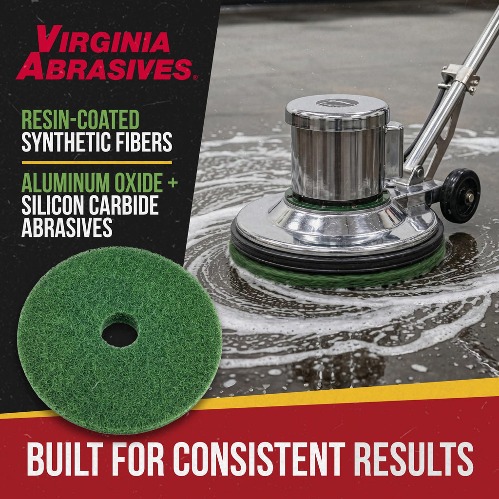 Green Floor Maintenance Pads, Deep Cleaning & Light Stripping, 20", 5-Pack