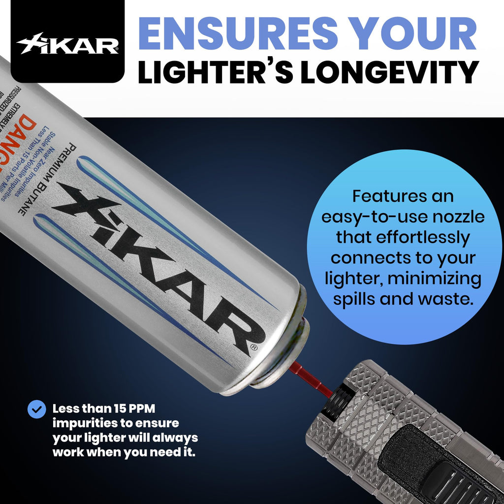 XIKAR PUROFINE Premium Butane Fuel Refill (400ml) 0 Impurities - Ultra Refined, Food Grade, Culinary Butane Refill for Torch & Lighter - Jet Flame Lighter Fuel & Kitchen Torch Refills (4 Pack/8oz)