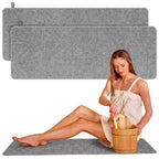 Hahafelt 2 Pcs Sauna Mat Heat Insulation Mat Natural Felt Sauna Mats for Inside, Saunas Accessories Floor Mats Gift for Men Women Bath Shower Bench Cushion Houseroom Vaporarium Spa (43‘’,Grey)