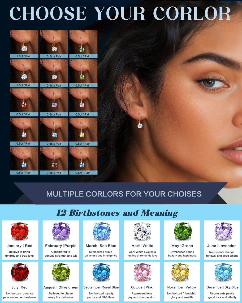 Moissanite Earrings, D Color Sterling Silver Dangle Drop Earrings for Women
