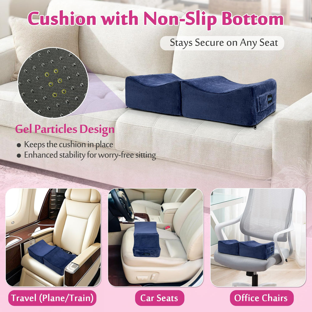 AOSSA BBL Pillow Brazilian Butt Lift Pillow After Surgery Seat Cushion Butt Pillow for Sitting Driving Post Recovery Booty Pillows Chair Butt Lift Buttocks Foam Cushion (Blue)