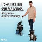 Pet Stroller for Small & Medium Dogs and Cats Up to 50 lbs, 3-in-1 Lightweight Dog Stroller with Detachable Carrier, 360° Mesh Windows, One-Click Fold, Storage Bag & Basket, Cup Holder, All-Terrain