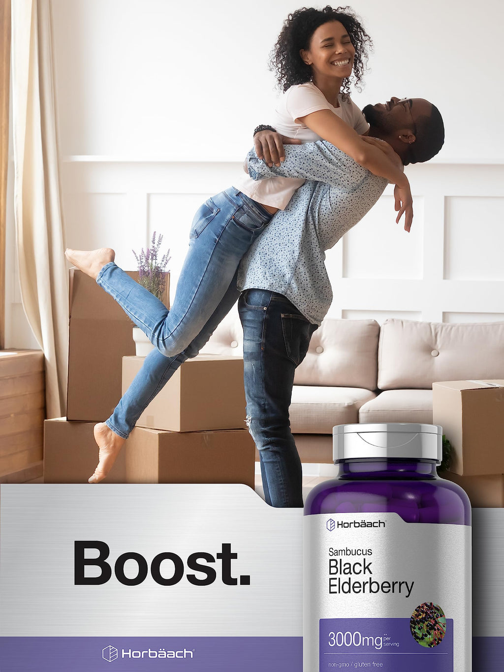 Horbäach Black Elderberry | 300 Capsules | Non-GMO, Gluten Free | Sambucus Supplement
