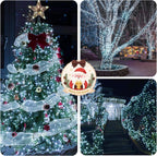 Connectable 100LED 42Ft 13Modes Christmas String Lights Indoor Outdoor | Extendable Green Wire Cool White Christmas Tree Lights with Timer | Twinkle Fairy Light Plug in for Xmas Tree(Cool White)