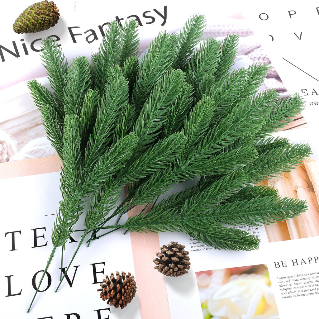 Hananona Artificial Pine Branches, 50 Pcs Christmas Greenery Stems