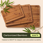 ROYAL CRAFT WOOD Wooden Cutting Boards for Kitchen Appliances - Non Toxic Bamboo Wood Cutting Board Set with Deep Juice Groove, Side Handles, Charcuterie & Butcher Block for Meat, Meal Prep & Serving