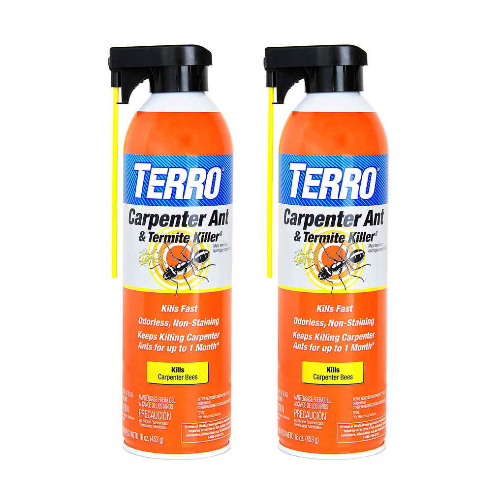 TERRO Ready to Use Indoor and Outdoor Carpenter Ant, Termite, and Carpenter Bee Killer Aerosol Spray - T1901SR - 2 Pack, 32 Total Ounces