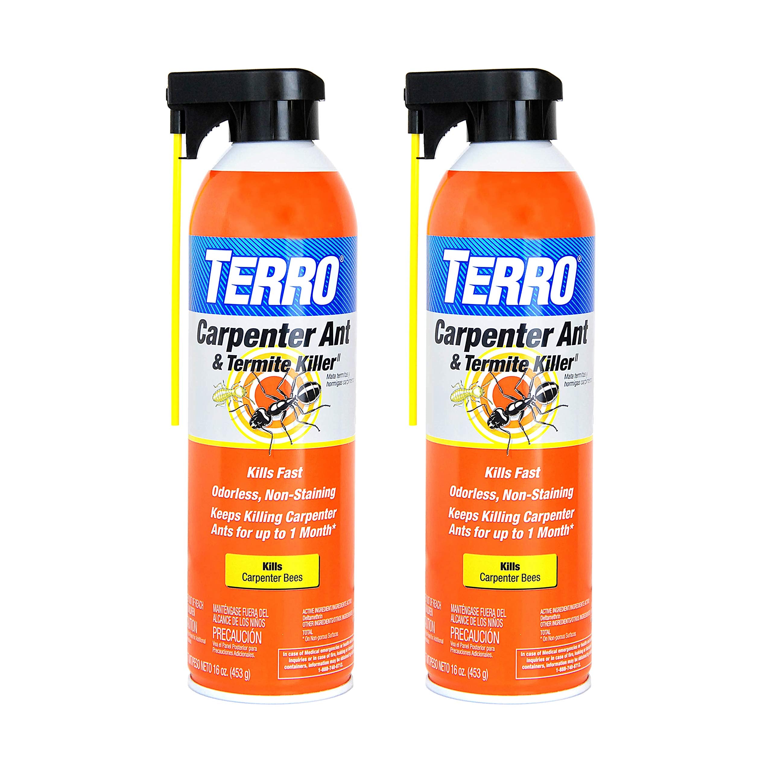 TERRO Ready to Use Indoor and Outdoor Carpenter Ant, Termite, and Carpenter Bee Killer Aerosol Spray - T1901SR - 2 Pack, 32 Total Ounces