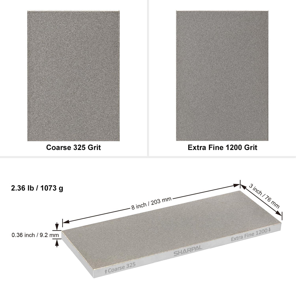 SHARPAL 162N Double-sided Diamond Sharpening Stone Whetstone Knife Sharpener |Coarse 325 / Extra Fine 1200 Grit | Storage Case with NonSlip Base & Angle Guide (8 in. x 3 in.) Fathers Day Gift