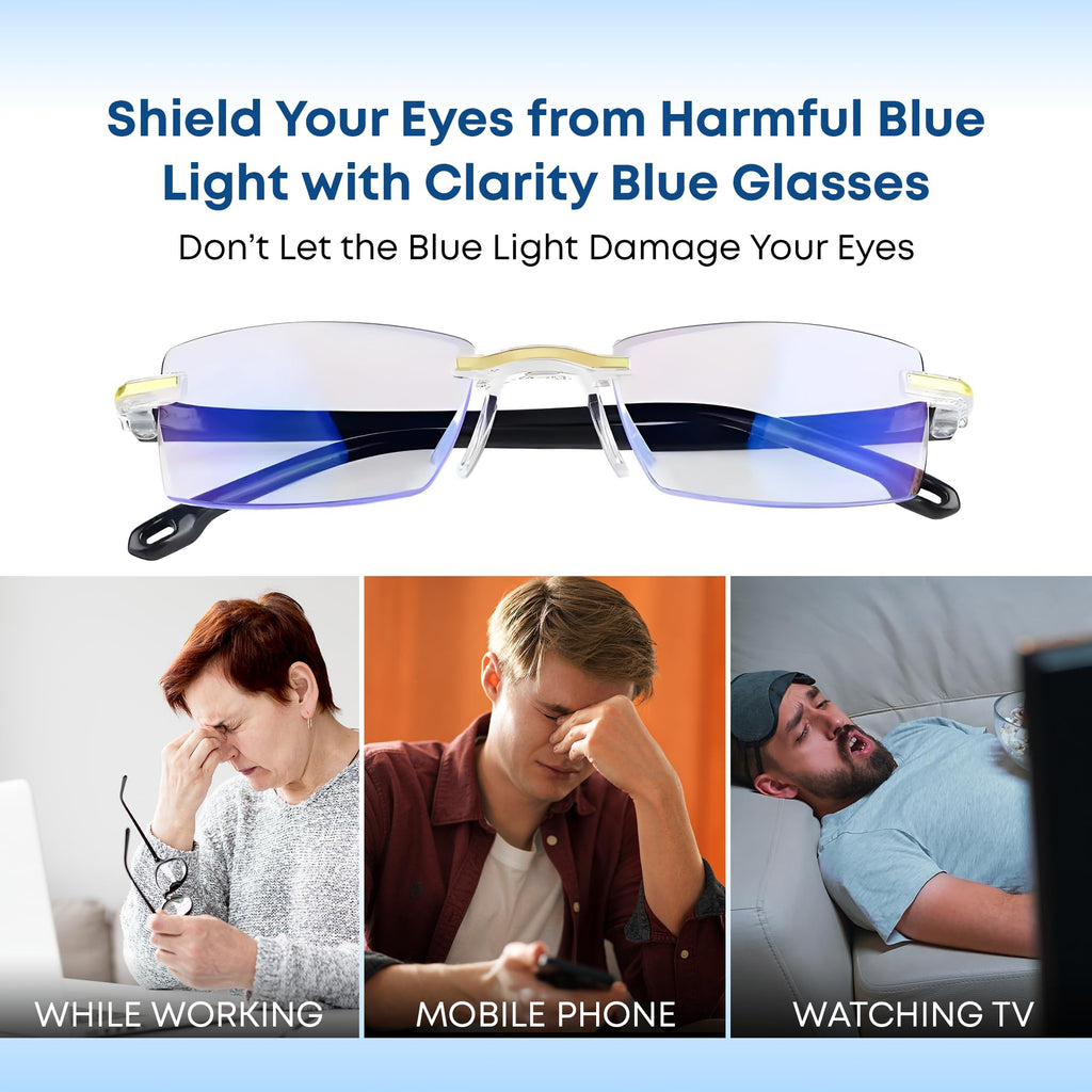 FREEZE2TRIM Clarity Blue Glasses for Women and Men Clarity Blue Light Glasses For Reading Eye Strain from Screen Computer Gaming Eye Glasses with Clear Frame & Travel Case