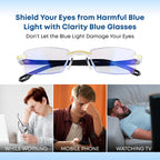 FREEZE2TRIM Clarity Blue Glasses for Women and Men Clarity Blue Light Glasses For Reading Eye Strain from Screen Computer Gaming Eye Glasses with Clear Frame & Travel Case