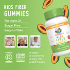 MaryRuth Organics Fiber Gummies for Kids | 2 Month Supply | Sugar Free | Soluble Fiber Supplement | Gut Health & Digestion Support | 3g Fiber per Gummy | Vegan | 60 Count