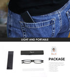 SKYOAK Ultra thin Lightweight Folding Reading Glasses Women Men TR90 Blue Light Blocking Anti UV/Eyestrain Foldable Compact Computer Readers Portable Unique Stretchable Slim Flat case Black +1.5