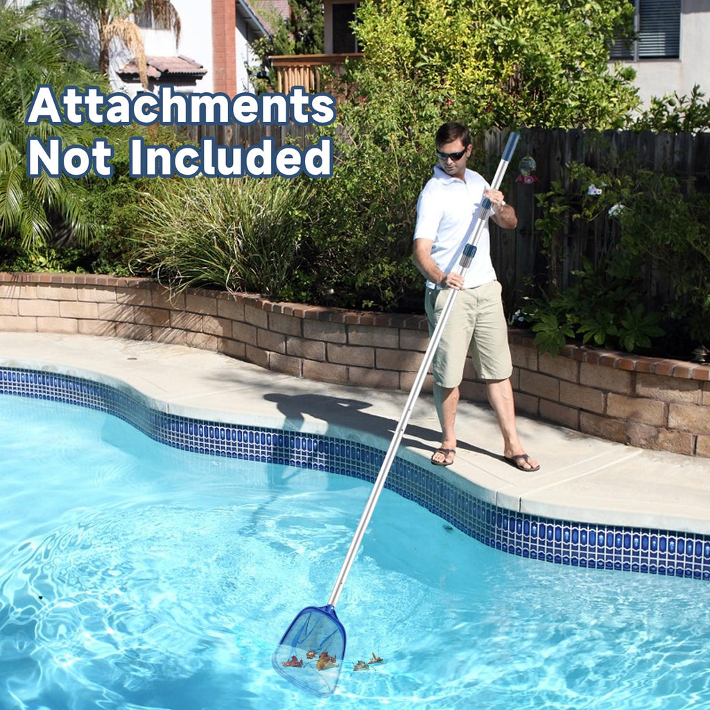 Orvella Pool Pole, 16FT Telescopic Pool Cleaning Pole, Professional Aluminum Swimming Pool Poles, 1-1/4" Universal Connector for Skimmer Net, Brush & Vacuum Head