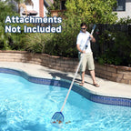 Orvella Pool Pole, 16FT Telescopic Pool Cleaning Pole, Professional Aluminum Swimming Pool Poles, 1-1/4" Universal Connector for Skimmer Net, Brush & Vacuum Head
