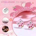 Hypoallergenic Screw Back Earrings for Women Girls Stainless Steel CZ Heart