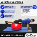 CanDo Inflatable Exercise Ball - Blue 41.3", Durable Extra Thick Non-Slip Stability Ball for Core Workouts, Yoga, Pilates, Active Seating, Physical Therapy, Pregnancy, Home Gym, Flexibility
